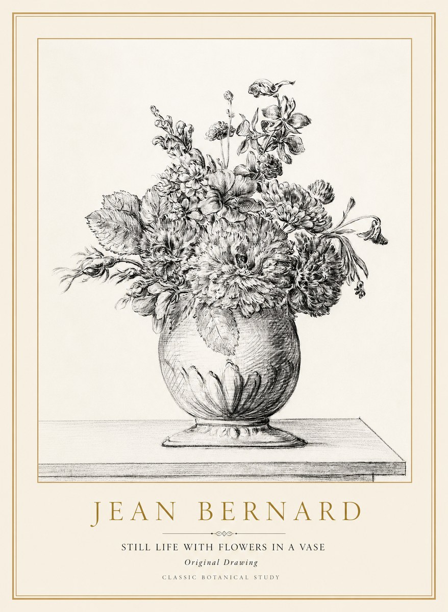 Jean Bernard Floral Composition in a Vase No2 - Juliste