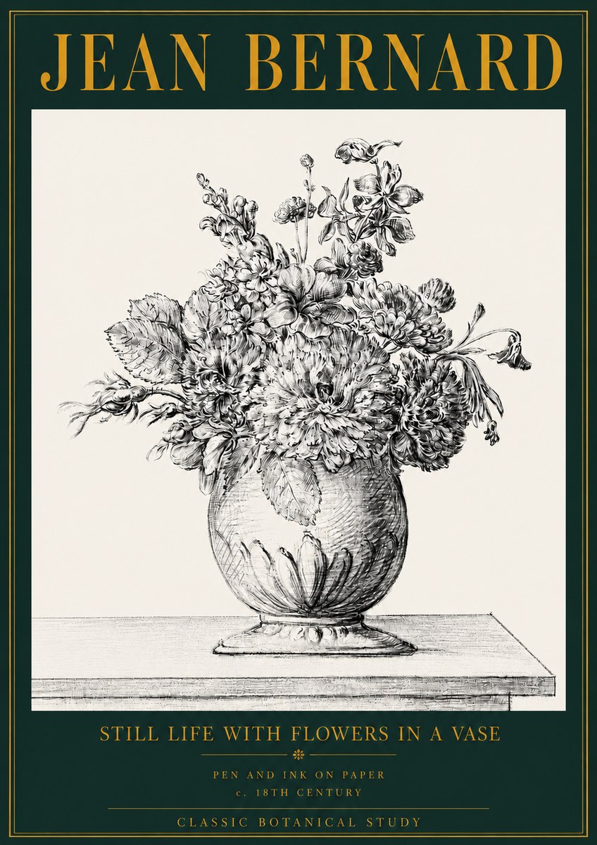 Jean Bernard Floral Composition in a Vase No4 - Juliste