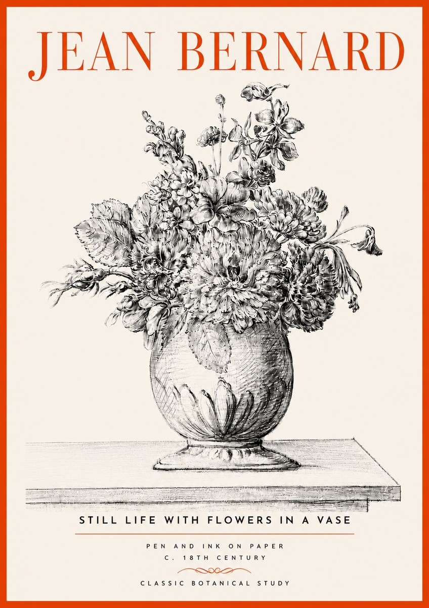 Jean Bernard Floral Composition in a Vase No5 - Juliste