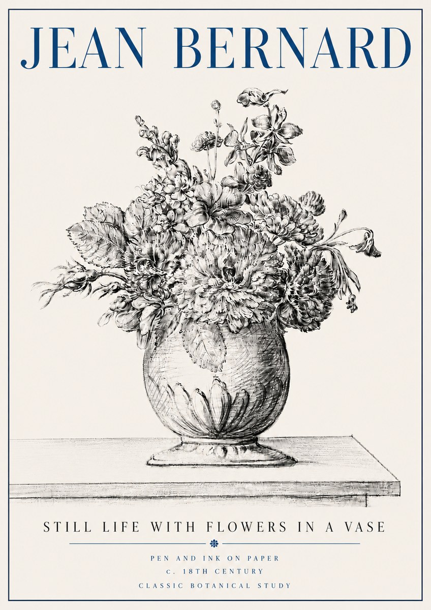 Jean Bernard Floral Composition in a Vase No6 - Juliste