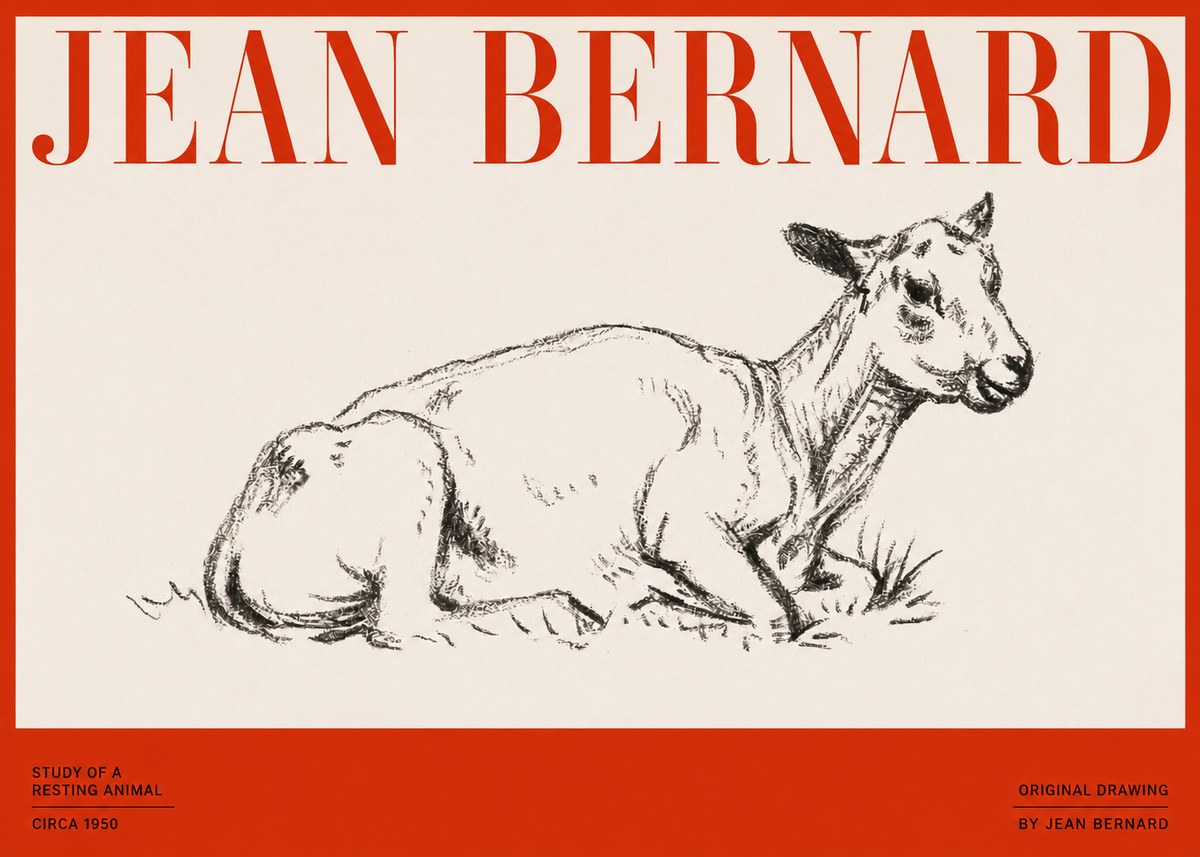 Jean Bernard Study of a Resting Animal No2 - Juliste
