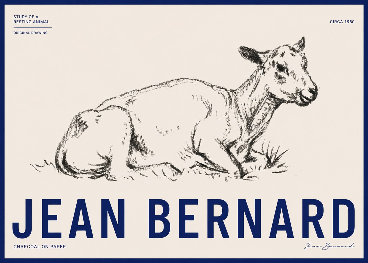 Jean Bernard Study of a Resting Animal No3 - Juliste