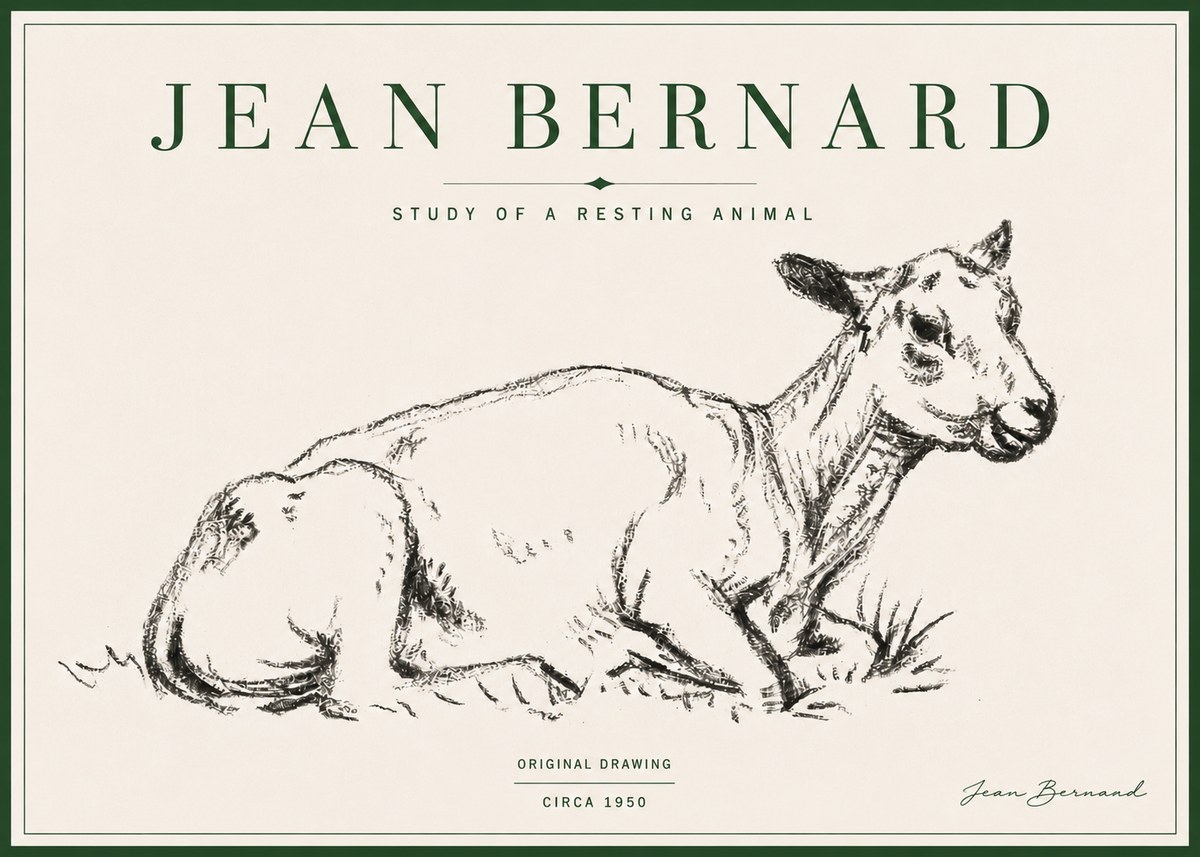 Jean Bernard Study of a Resting Animal No4 - Juliste