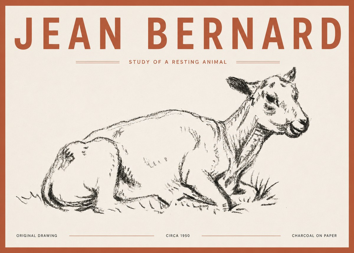 Jean Bernard Study of a Resting Animal No5 - Juliste