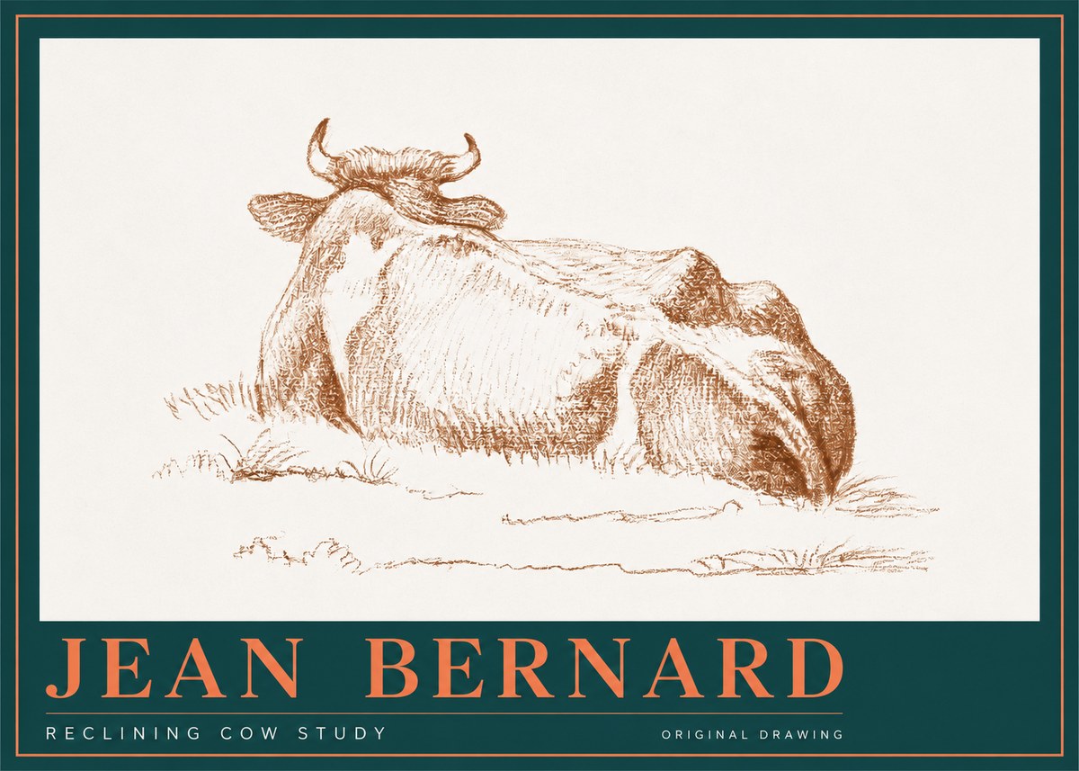 Jean Bernard Reclining Cow Study No2 - Juliste