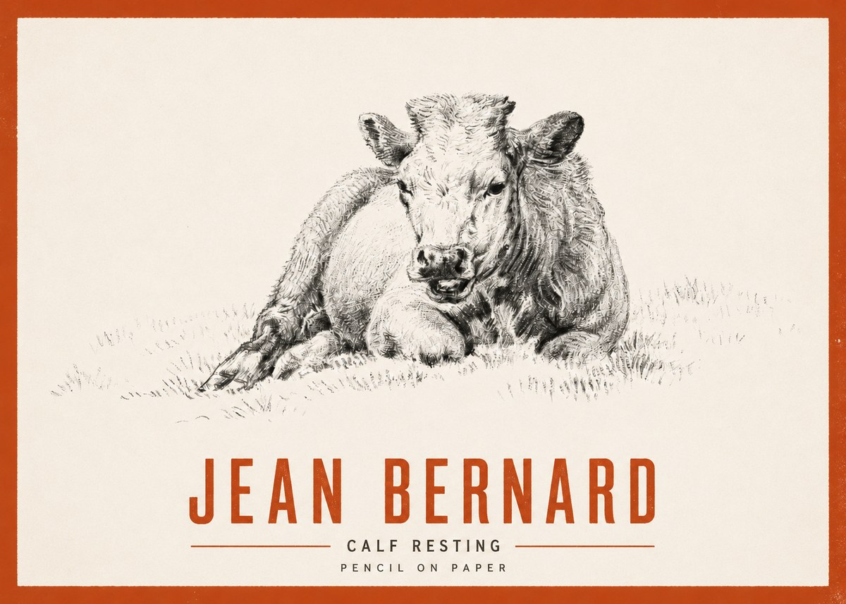 Jean Bernard Calf Resting No2 - Juliste