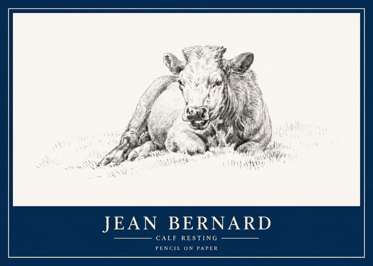 Jean Bernard Calf Resting No3 - Juliste