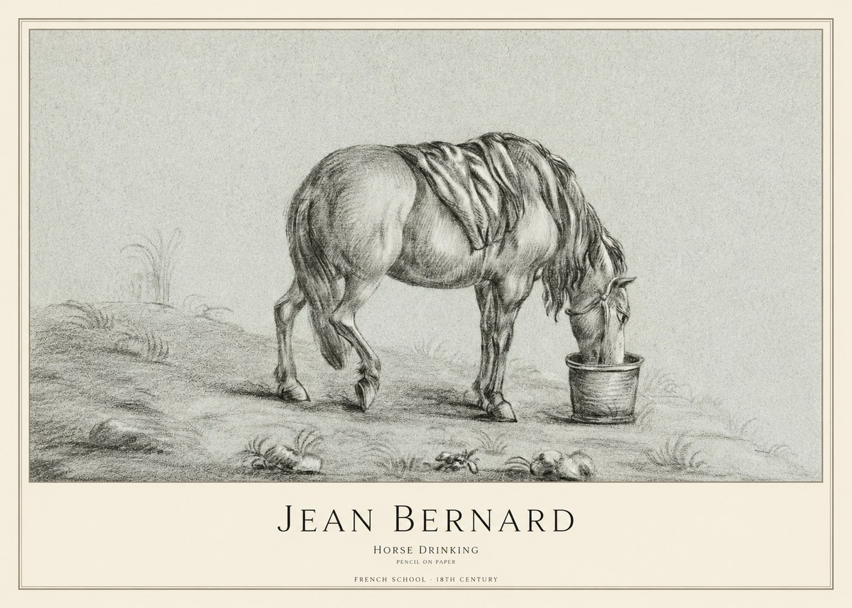 Jean Bernard Horse Drinking No1 - Juliste