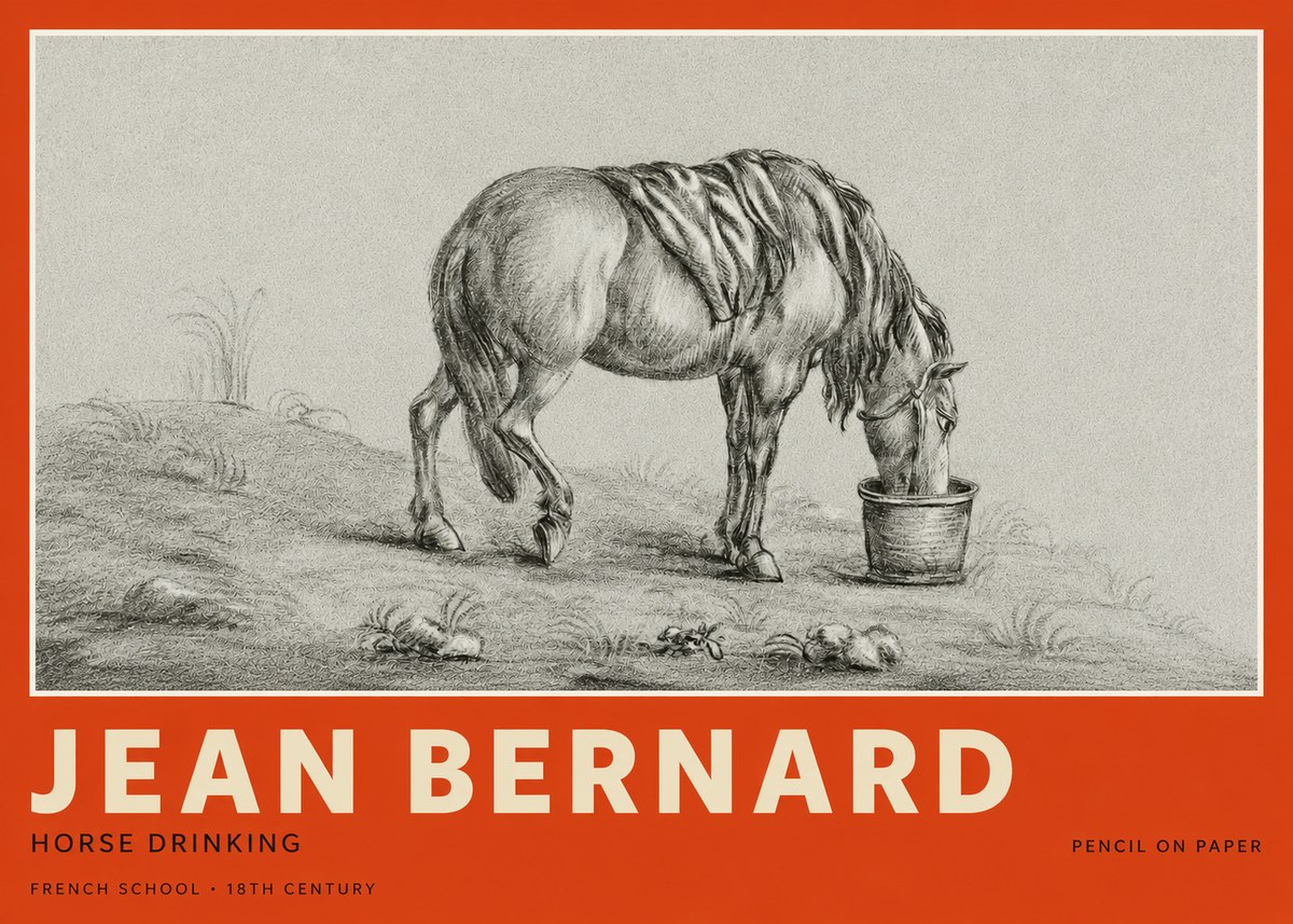 Jean Bernard Horse Drinking No2 - Juliste