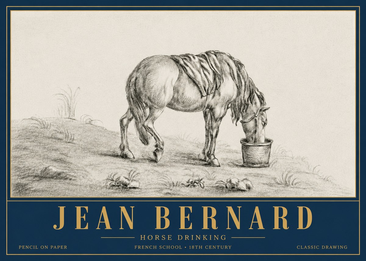 Jean Bernard Horse Drinking No6 - Juliste