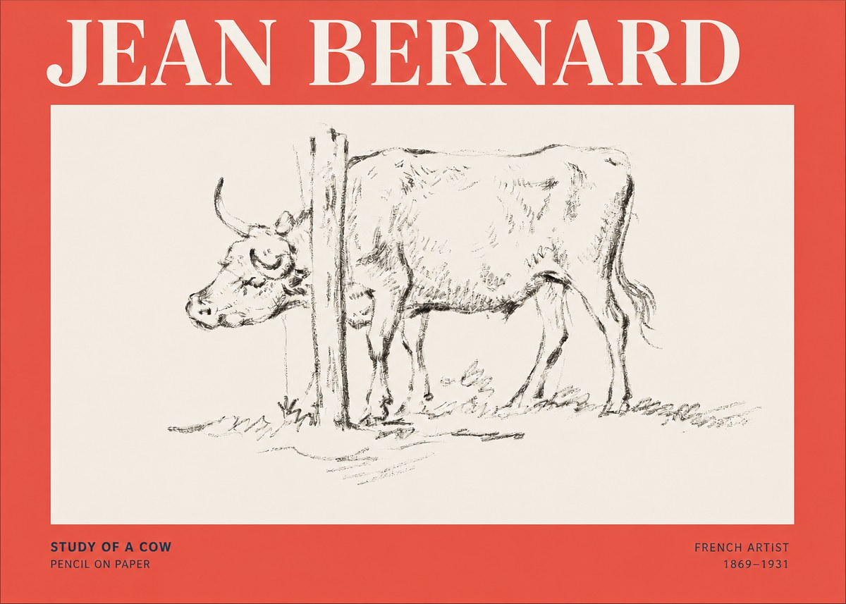 Jean Bernard Study of a Cow VII No5 - Juliste