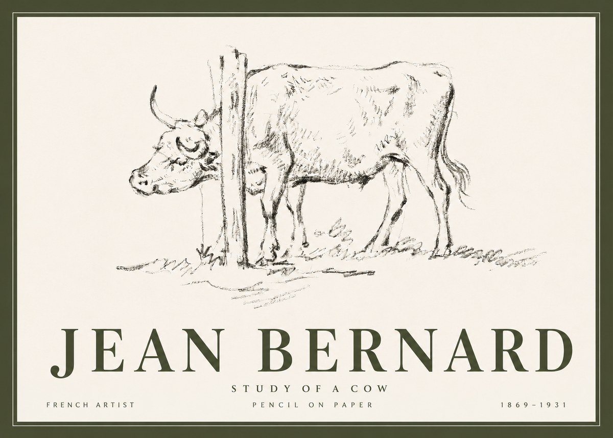 Jean Bernard Study of a Cow VII No6 - Juliste