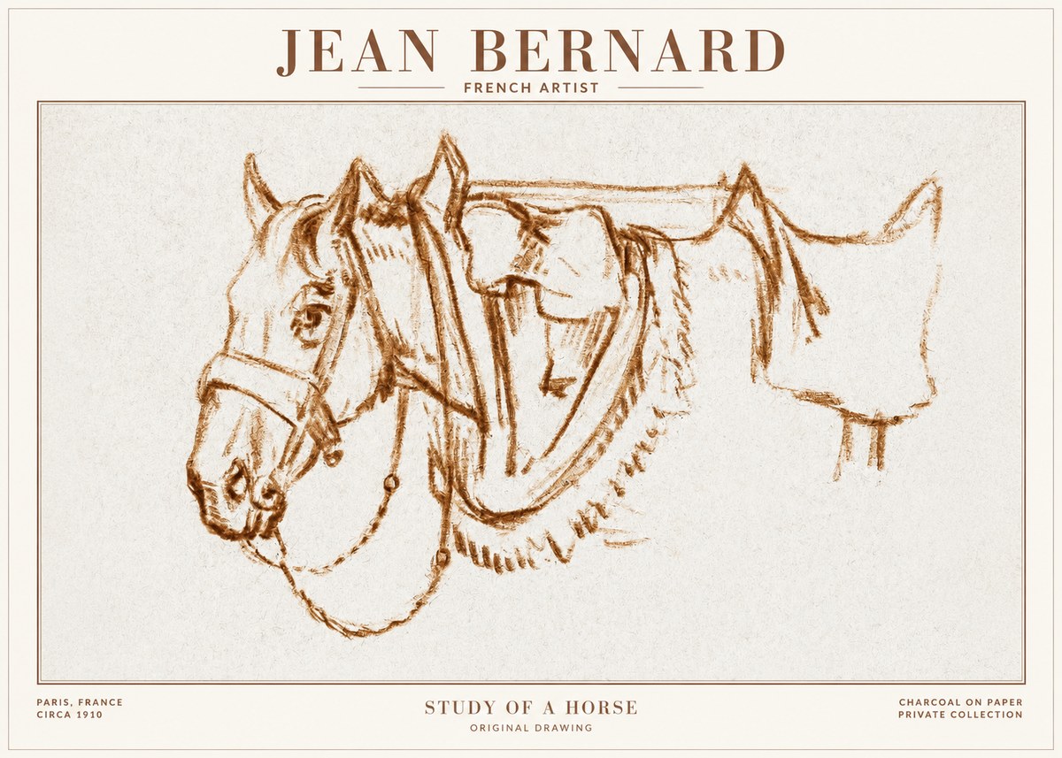 Jean Bernard Study of a Horse VII No1 - Juliste
