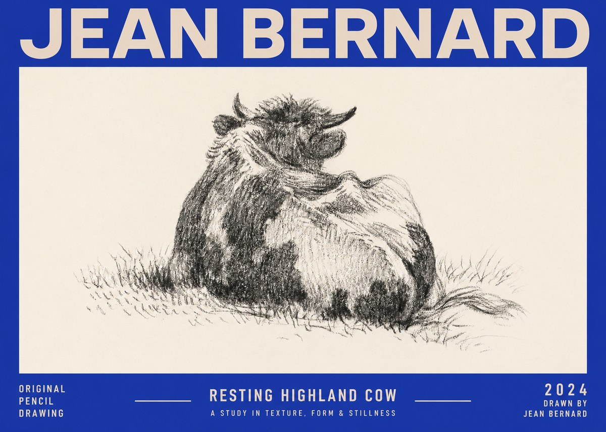 Jean Bernard Resting Highland Cow No2 - Juliste