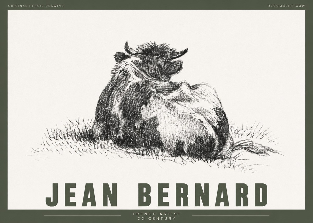 Jean Bernard Resting Highland Cow No4 - Juliste