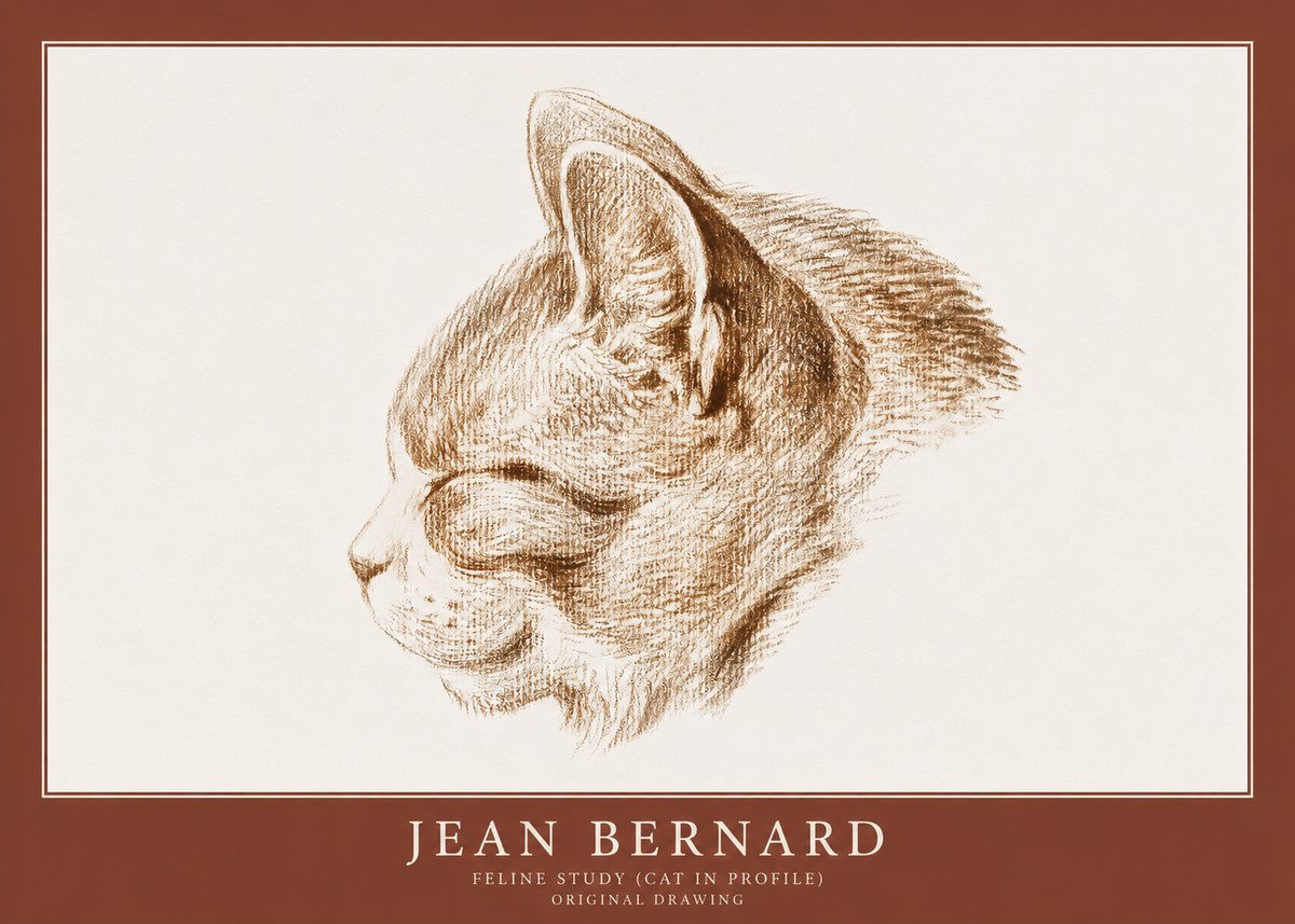 Jean Bernard Cat Study VI No2 - Juliste
