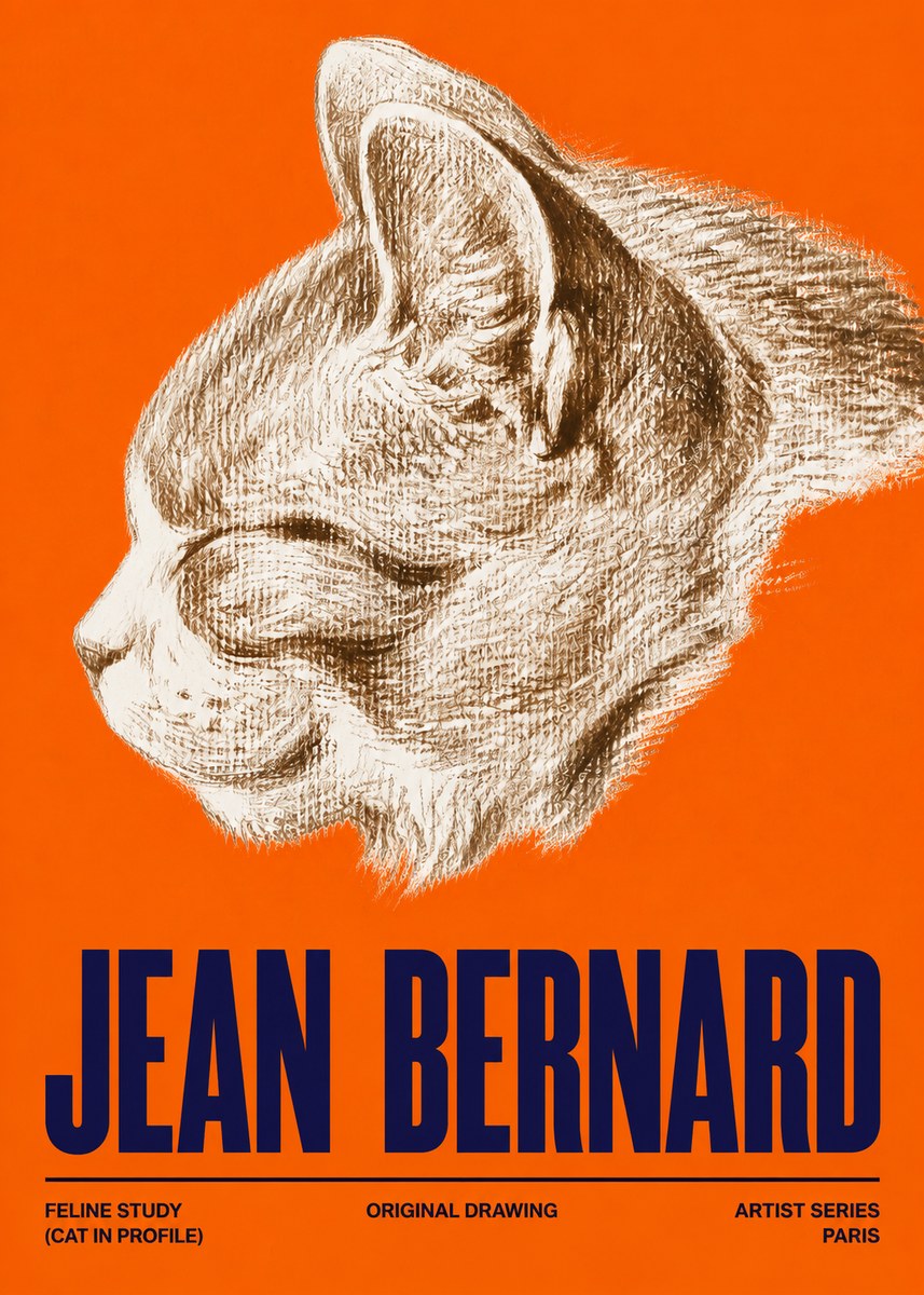 Jean Bernard Cat Study VI No5 - Juliste