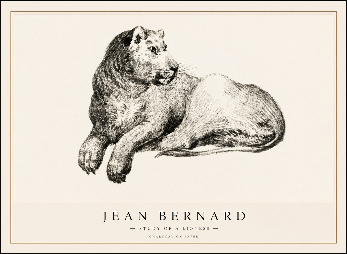 Jean Bernard Lying Lioness No2 - Juliste