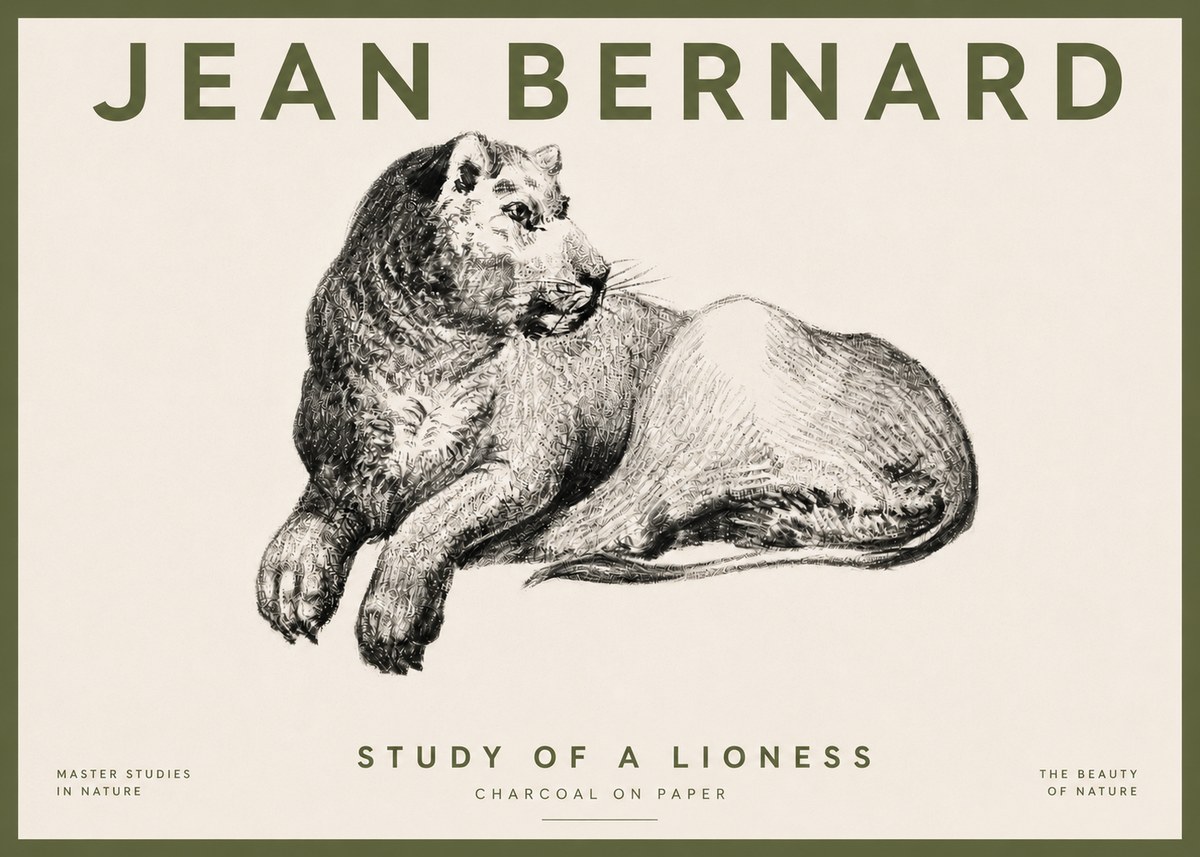 Jean Bernard Lying Lioness No5 - Juliste