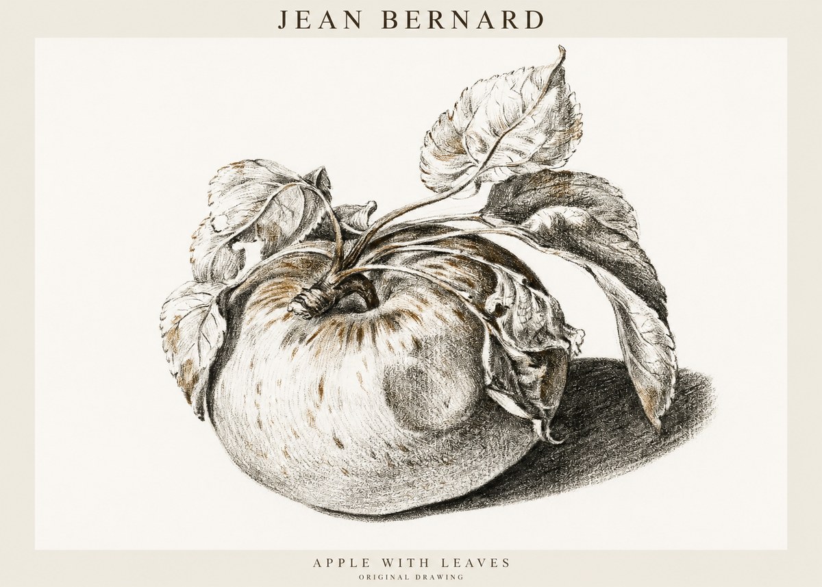 Jean Bernard Apple with Leaves No1 - Juliste