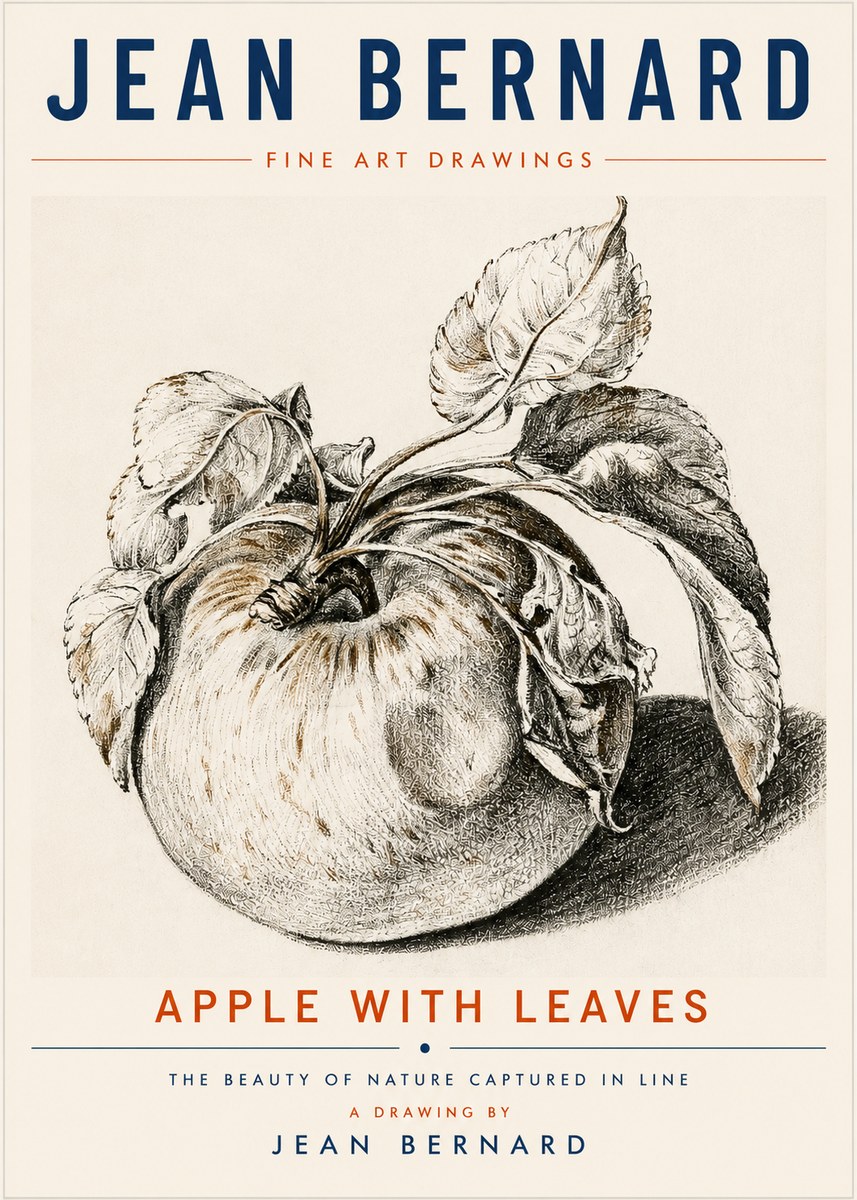 Jean Bernard Apple with Leaves No6 - Juliste