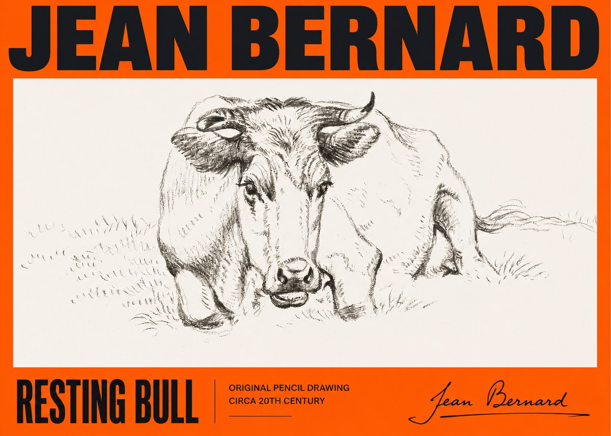 Jean Bernard Resting Cow II No5 - Juliste