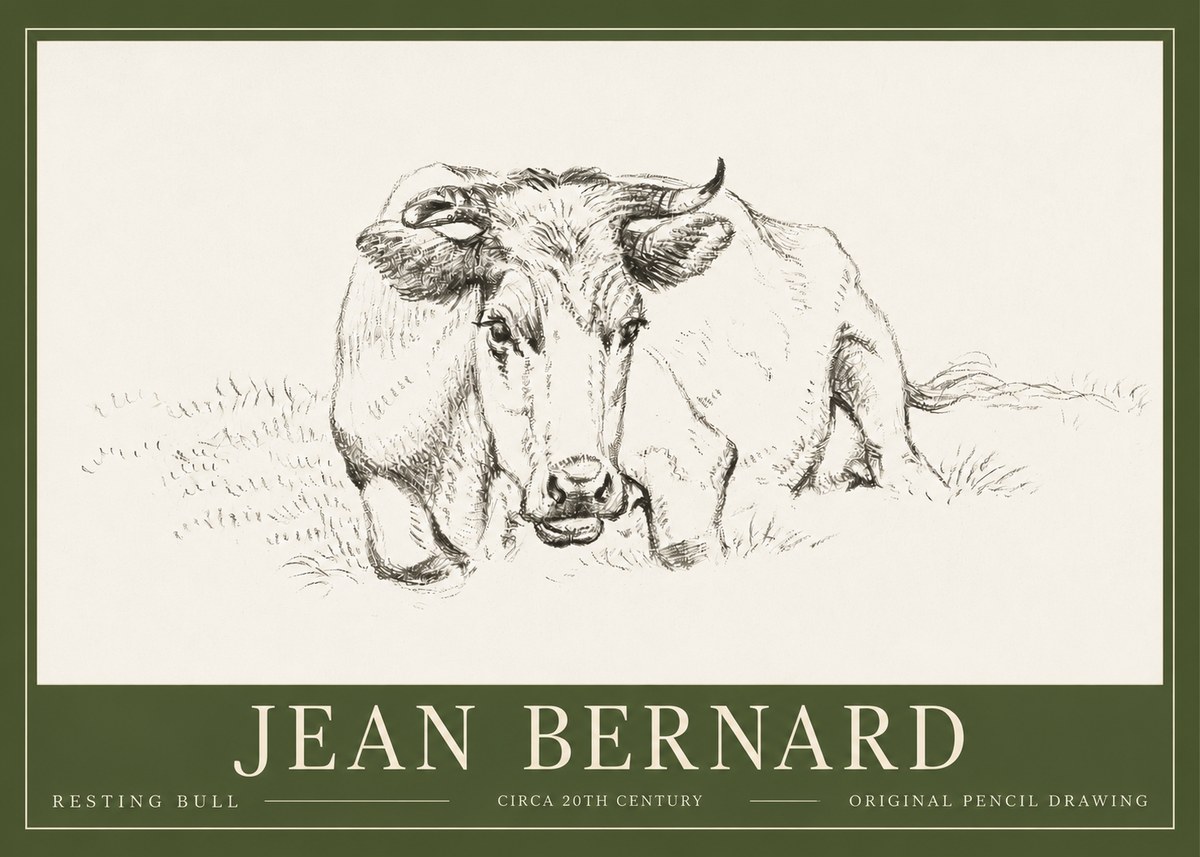 Jean Bernard Resting Cow II No6 - Juliste