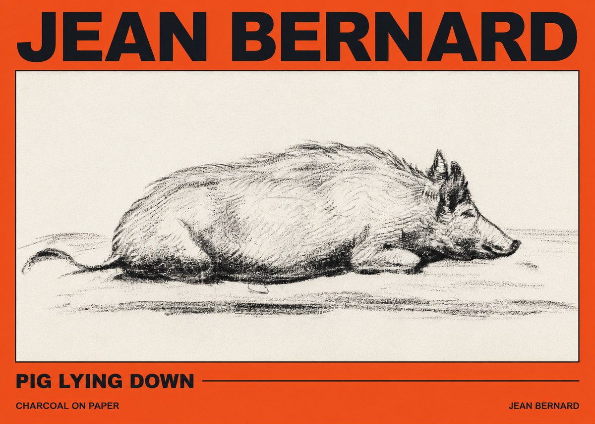 Jean Bernard Resting Pig I No3 - Juliste