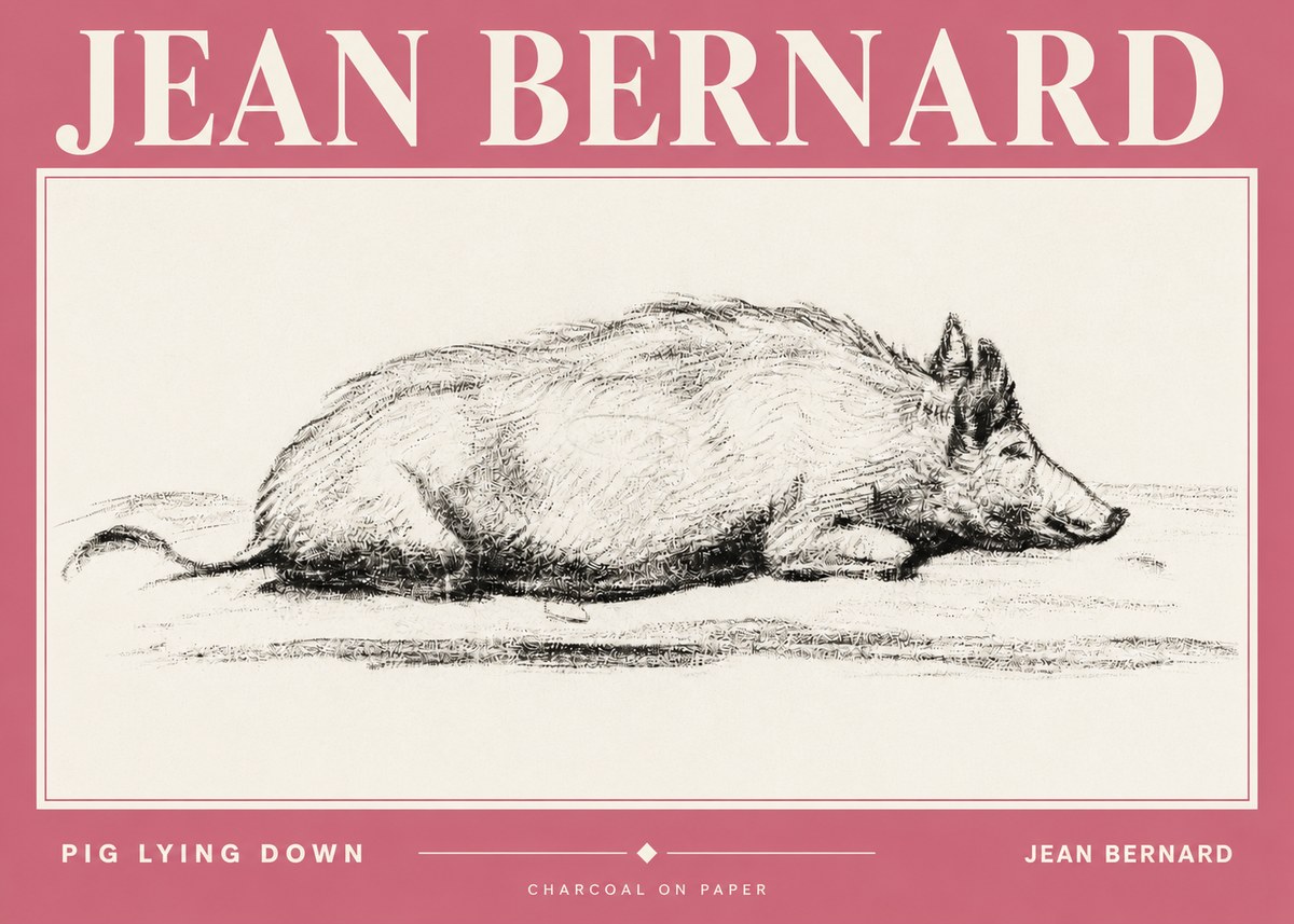 Jean Bernard Resting Pig I No4 - Juliste
