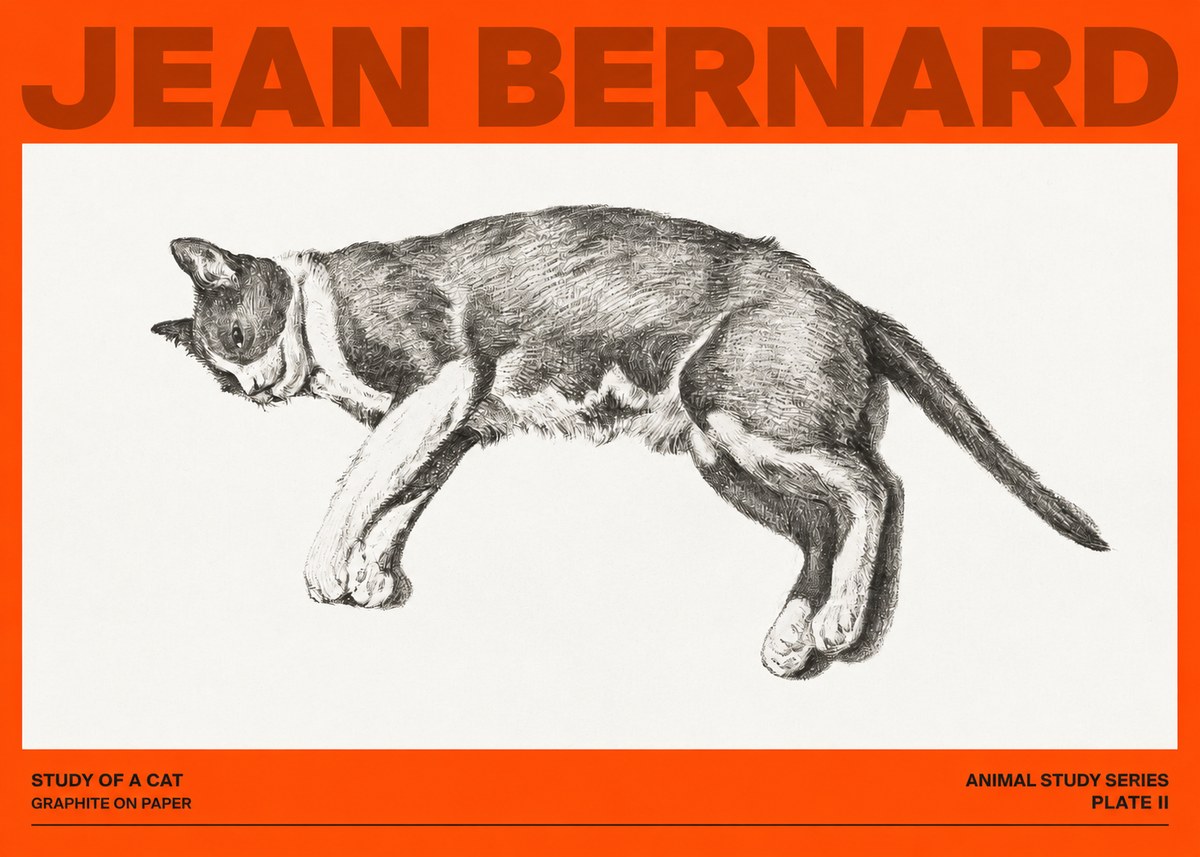 Jean Bernard Cat Study VII No4 - Juliste