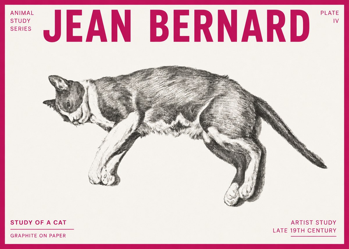 Jean Bernard Cat Study VII No6 - Juliste
