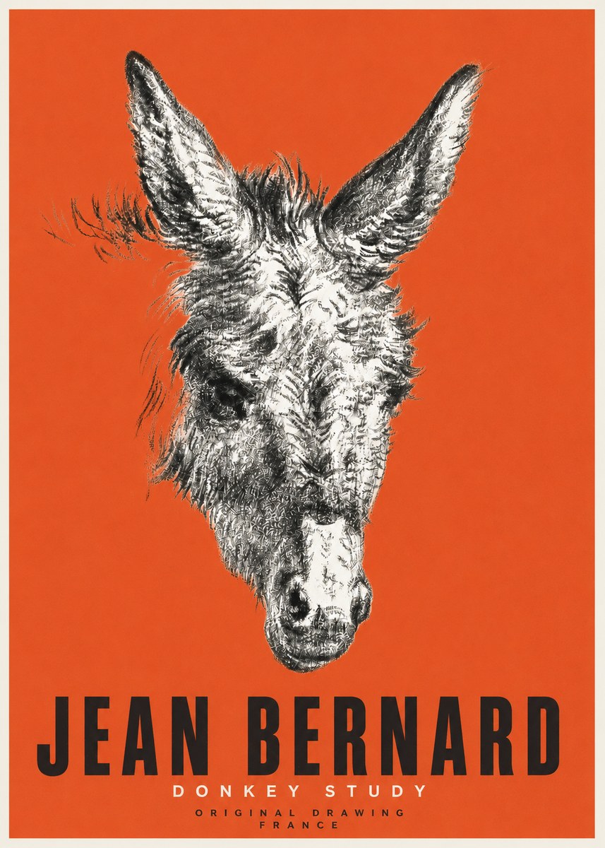 Jean Bernard Donkey Study IV No2 - Juliste