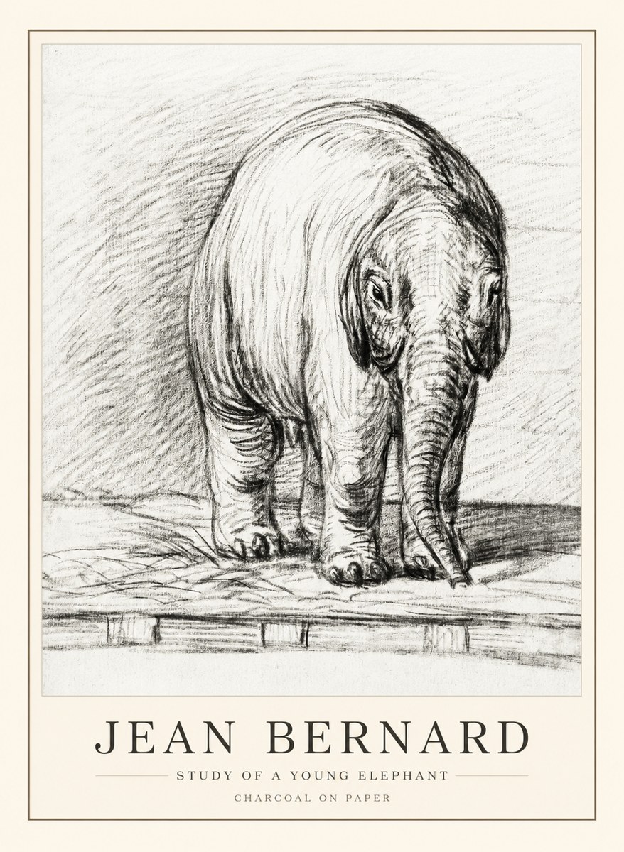 Jean Bernard Young Elephant No3 - Juliste