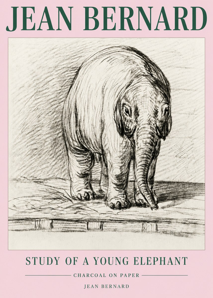 Jean Bernard Young Elephant No5 - Juliste