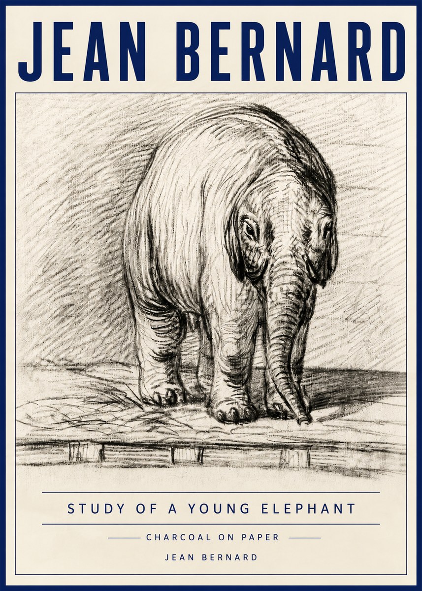 Jean Bernard Young Elephant No6 - Juliste