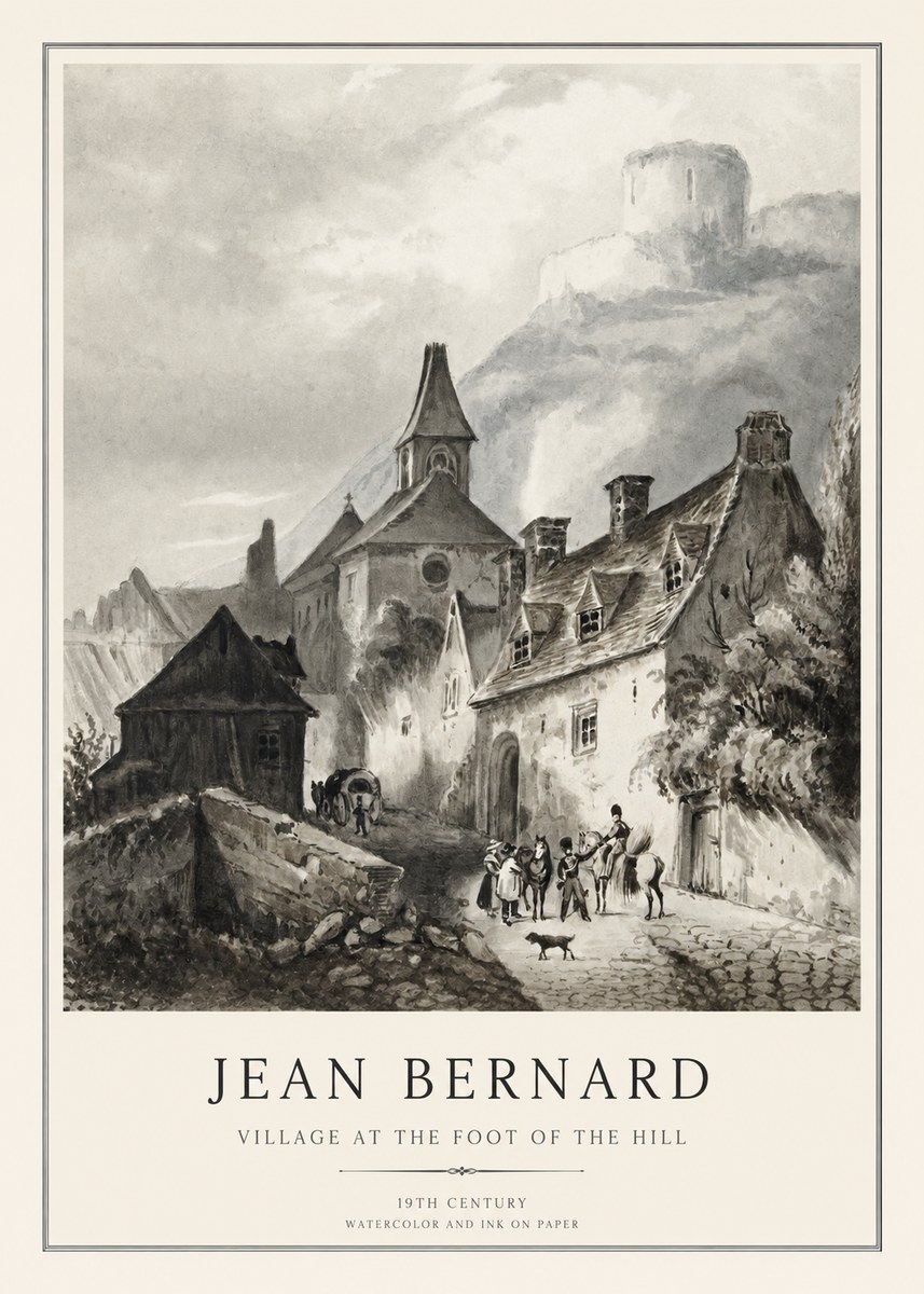 Jean Bernard Village at the Foot of the Hill No1 - Juliste