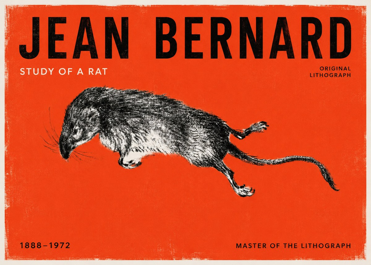Jean Bernard Study of a Rat II No2 - Juliste
