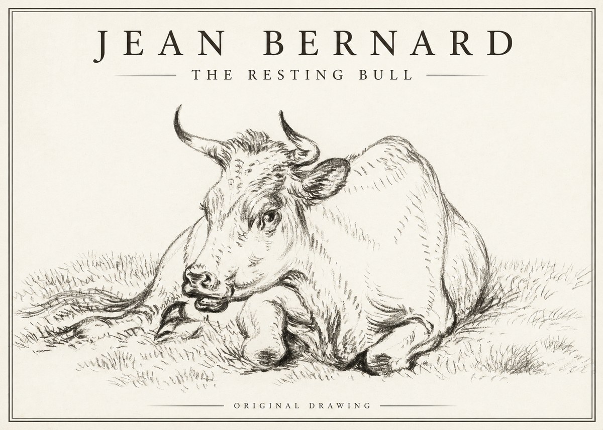 Jean Bernard Study of a Cow, Resting No3 - Juliste