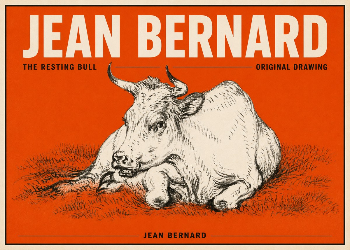 Jean Bernard Study of a Cow, Resting No6 - Juliste