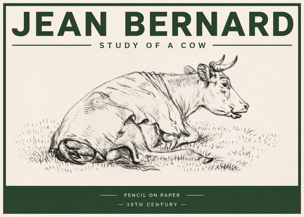 Jean Bernard Resting Cow III No4 - Juliste