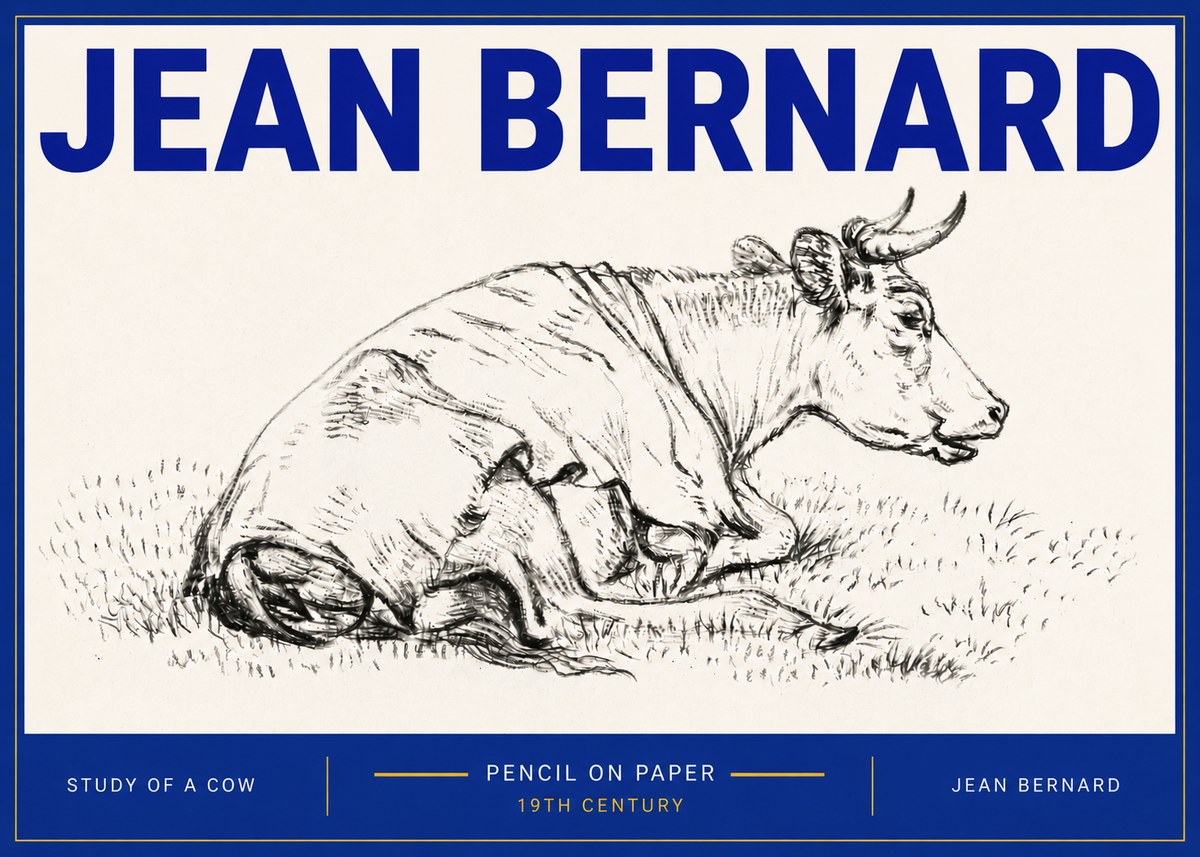 Jean Bernard Resting Cow III No6 - Juliste