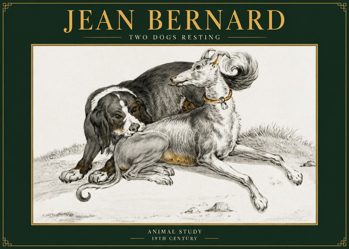 Jean Bernard Two Dogs Resting No5 - Juliste