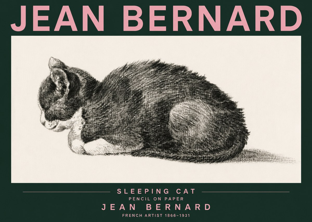 Jean Bernard Sleeping Cat VII No3 - Juliste