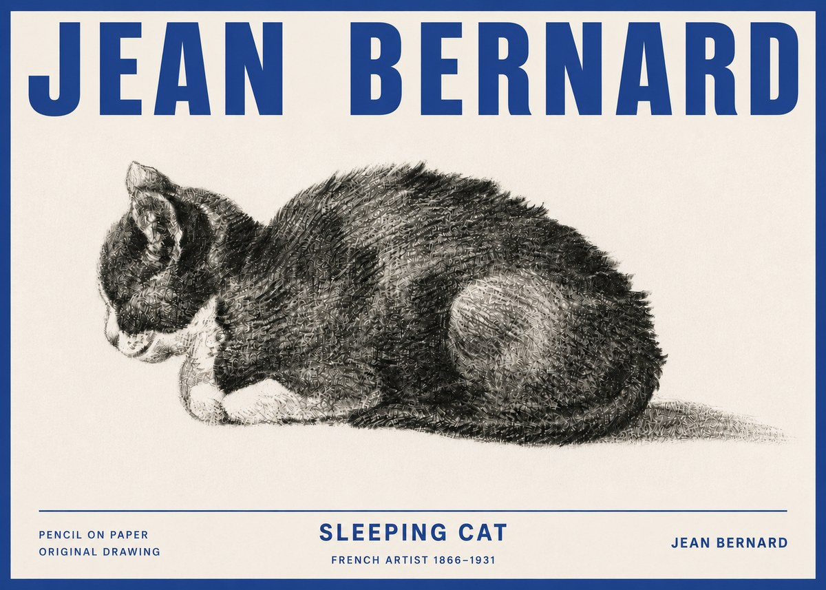 Jean Bernard Sleeping Cat VII No4 - Juliste