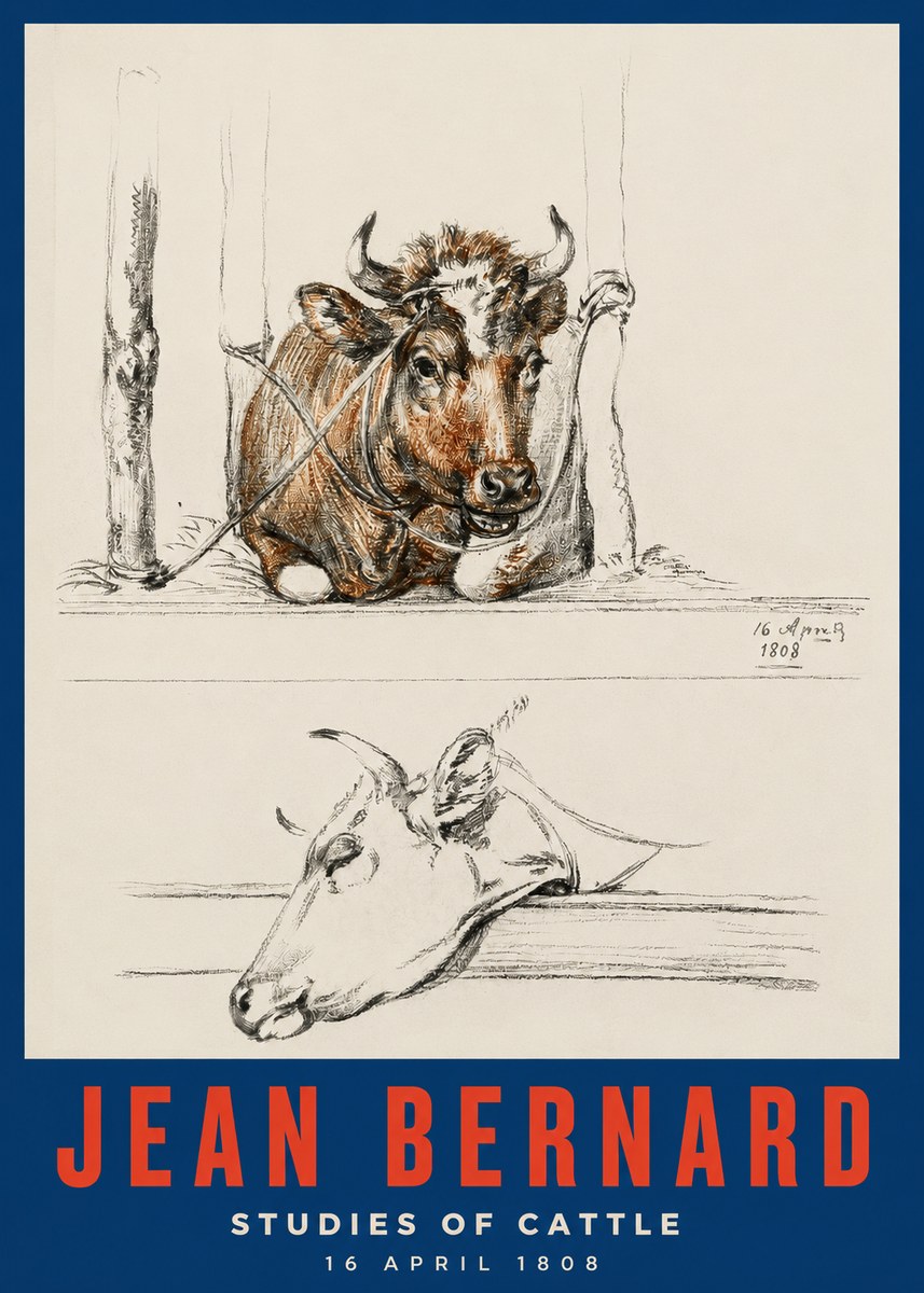 Jean Bernard Studies of Cattle III No3 - Juliste