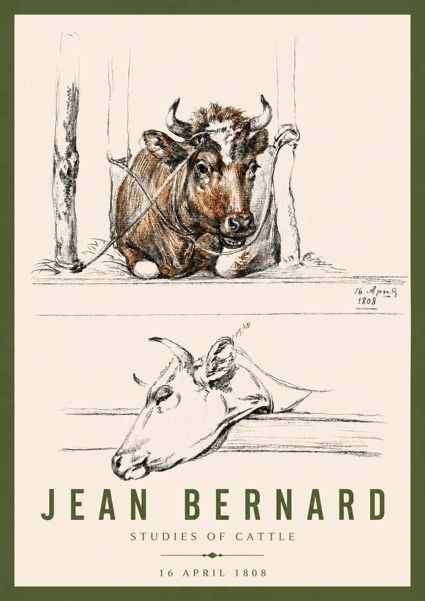Jean Bernard Studies of Cattle III No4 - Juliste