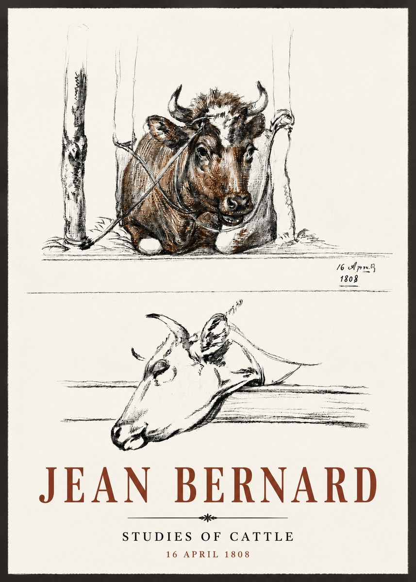 Jean Bernard Studies of Cattle III No6 - Juliste