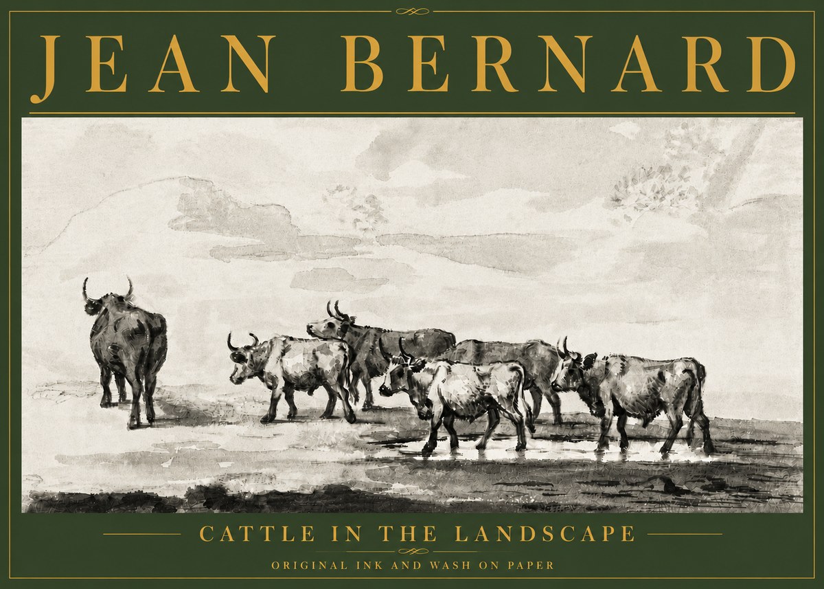 Jean Bernard Cattle in the Landscape No4 - Juliste