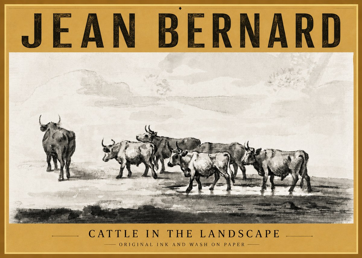 Jean Bernard Cattle in the Landscape No6 - Juliste