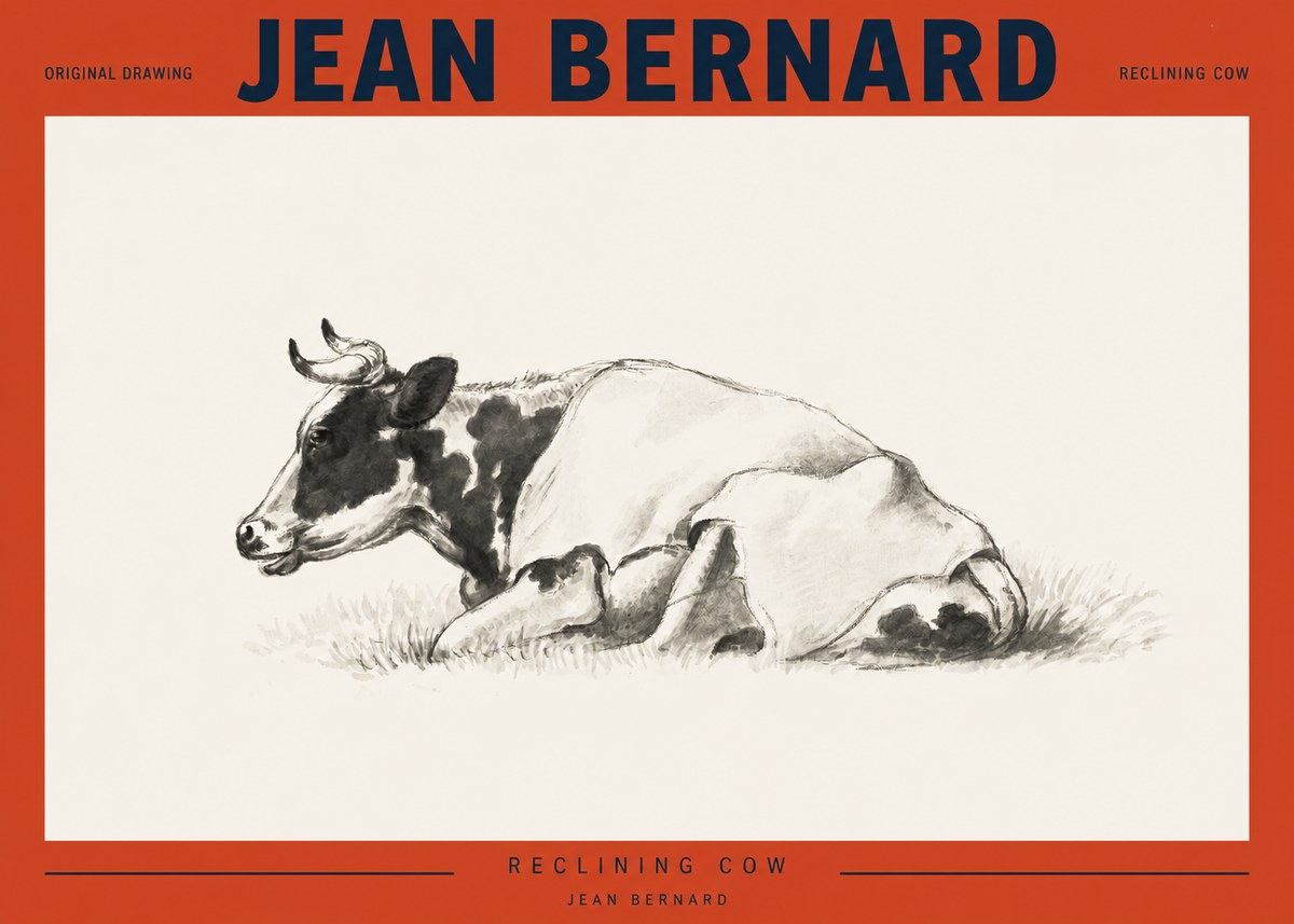 Jean Bernard Reclining Cow II No2 - Juliste